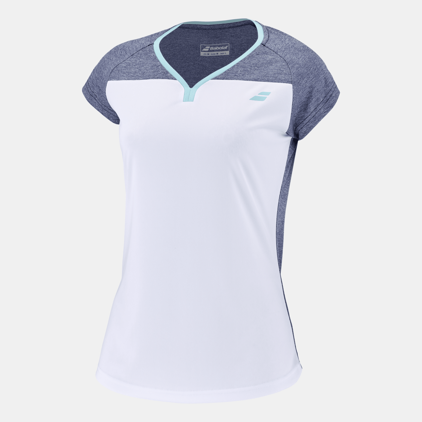 Babolat Play Cap Sleeve Top Women White/Blue HTHR - Bad Addict