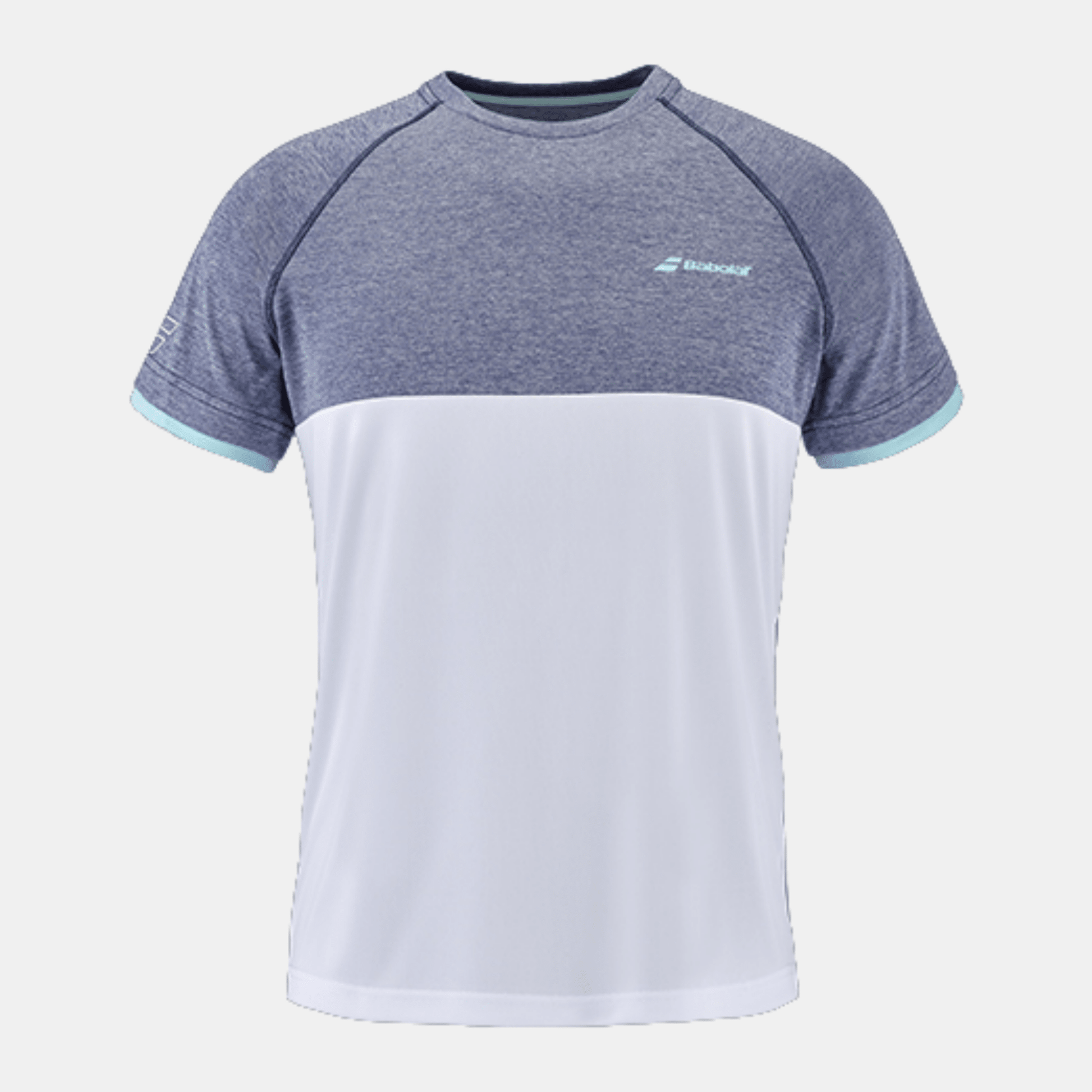 Babolat Play Crew Neck Tee Men White/Blue - Bad Addict