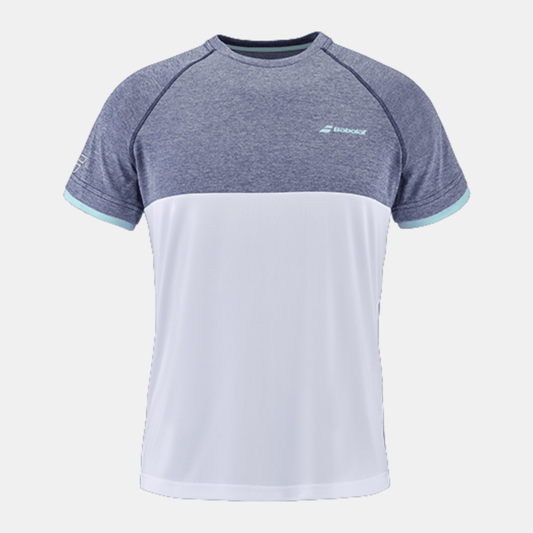 Babolat Play Crew Neck Tee Men White/Blue - Bad Addict