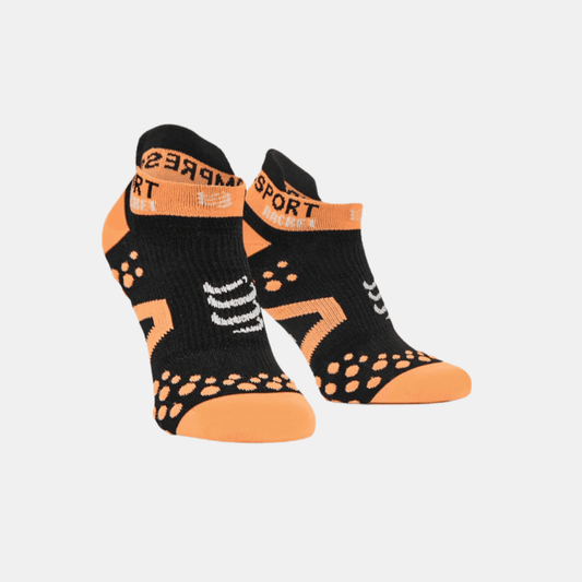 COMPRESSPORT COMPRESSPORT STRAPPING SOCKS LOW CUT RACKET BLACK/ORANGE - badminton